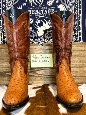 Ferrini P's Tan Full Quill Ostrich Cowboy Boots in Men's Size 11EE/11.5D